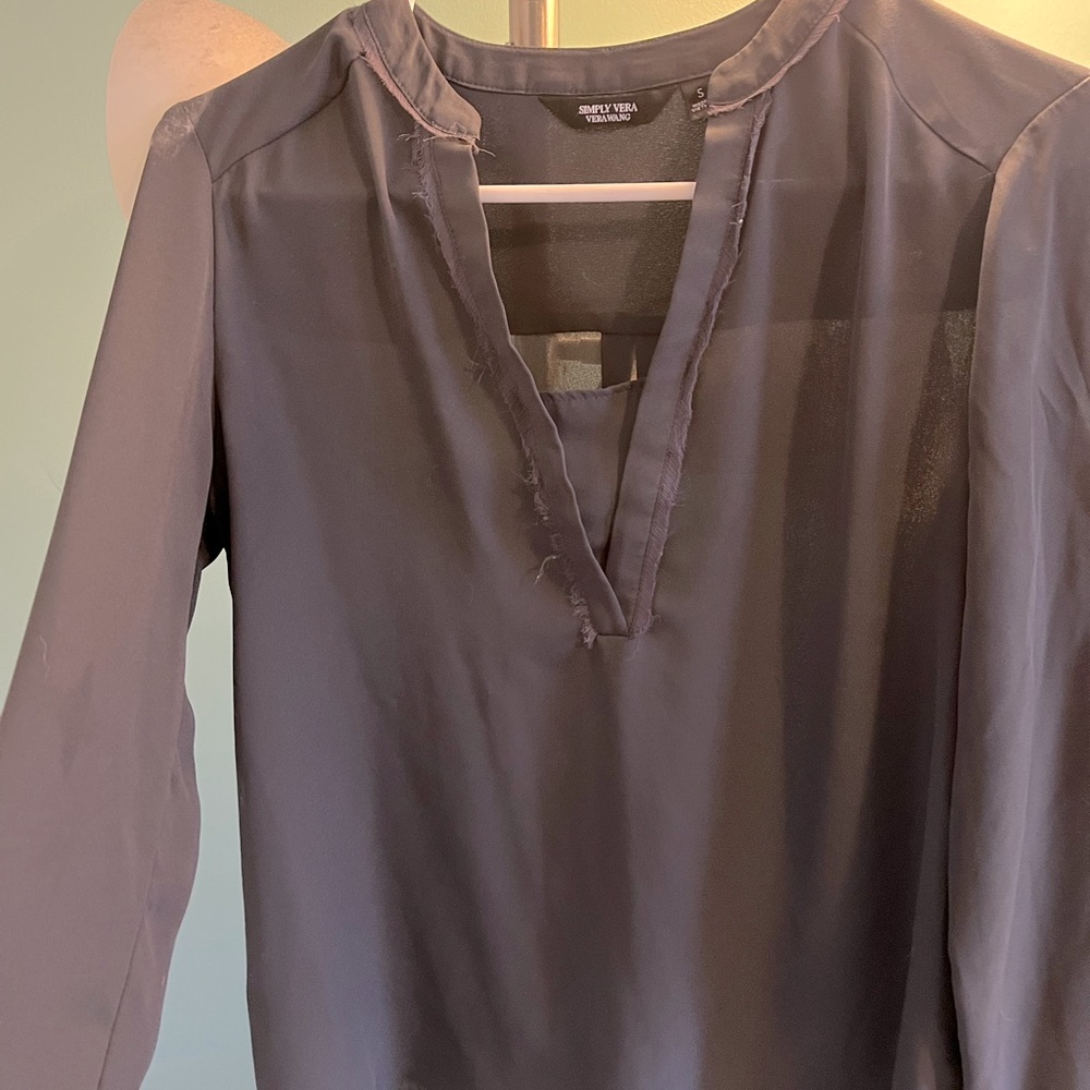 Simply Vera Sheer Grey Blouse Size Small